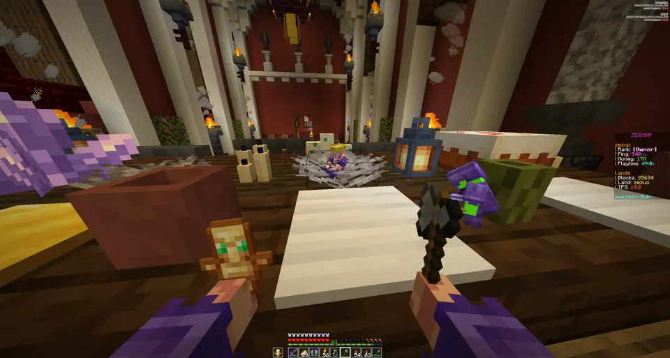Minecraft players gathered around a table on ZEZOSMP